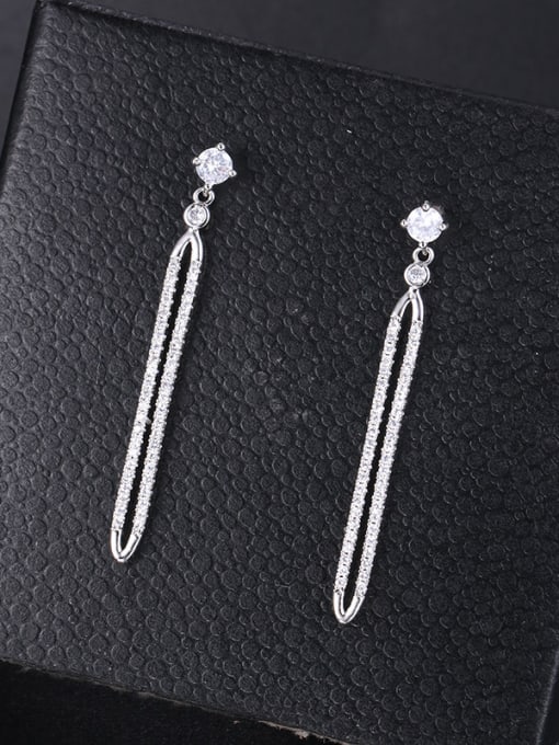 Mo Hai Copper With Platinum Plated Simplistic  Hollow Geometric Drop Earrings 3