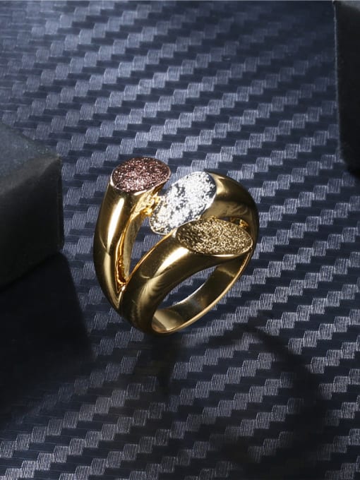 18K Gold Rose Gold And Silver Women Multi-color Gold Plated Geometric Ring