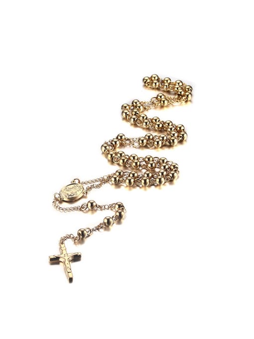 golden Exquisite Gold Plated Cross Shaped Titanium Sweater Chain