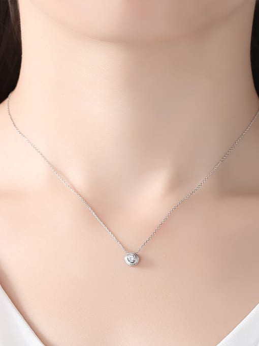 CCUI Sterling silver with 3A zircon minimalist round necklace 1