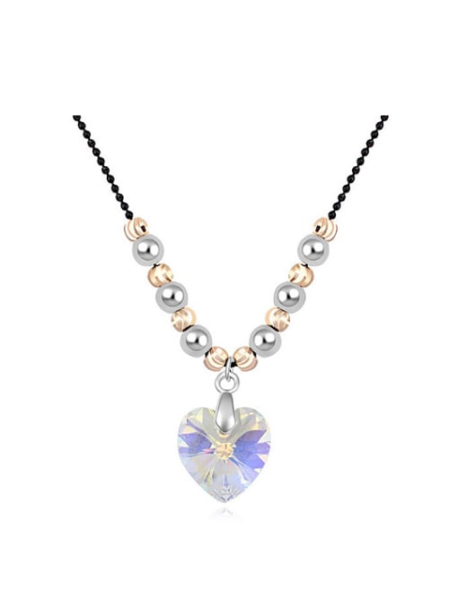 QIANZI Fashion Little Beads Heart austrian Crystal Pendant Alloy Necklace