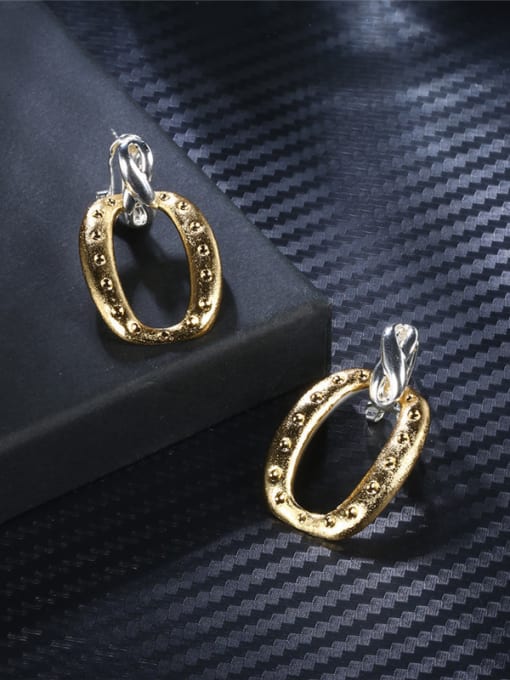 golden Vintage 18K Gold Plated Geometric Shaped Stud Earrings