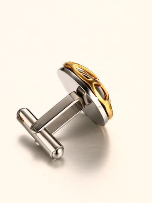CONG Delicate Gold Plated Windmill Shaped Stainless Steel Cufflinks 1