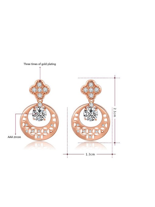 Ronaldo Creative Rose Gold Plated Geometric Shaped AAA Zircon Two Pieces Jewelry Set 2
