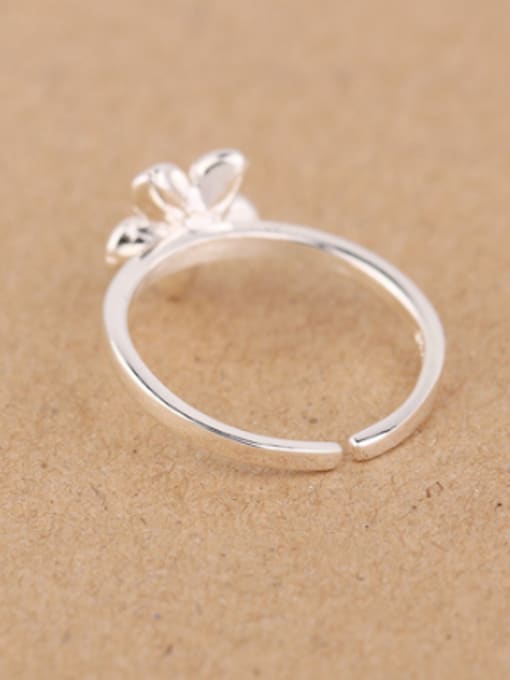 Peng Yuan Simple Flower Silver Opening Midi Ring 2