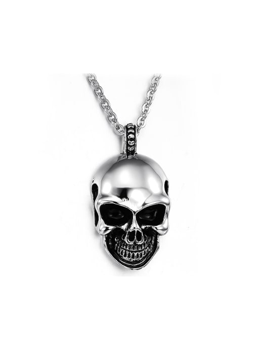 Open Sky Punk style Personalized Skull Pendant Titanium Necklace 0