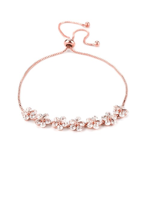 Mo Hai Copper With Cubic Zirconia Simplistic Flower Fashion Adjustable Bracelets 1