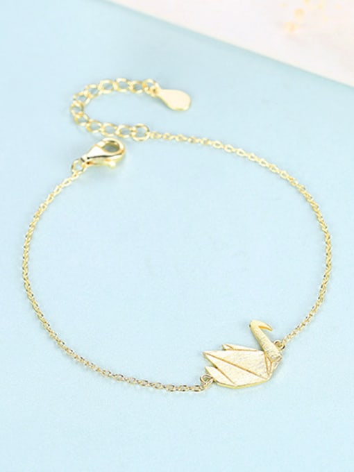 Gold 925 Sterling Silver With Glossy Simplistic  Swan Bracelets