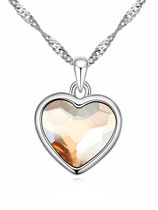 QIANZI Simple Heart austrian Crystal Pendant Alloy Necklace 1