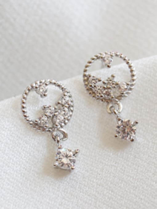 DAKA Fashion Cubic Zirconias Silver Stud Earrings 2