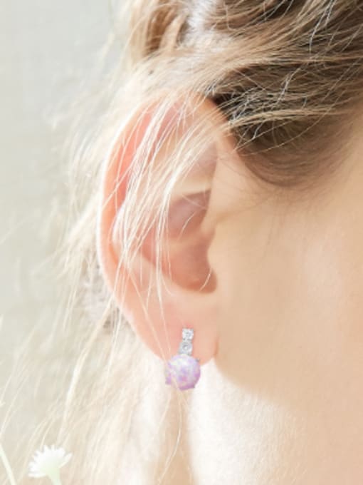 CEIDAI Tiny Opal stone Cubic Zircon 925 Silver Stud Earrings 1