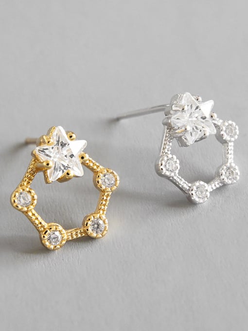 DAKA 925 Sterling Silver With 18k Gold Plated Cute Star Stud Earrings 0