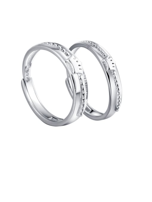 Dan 925 Sterling Silver Simplistic Crown Lovers Free Size  Rings 0
