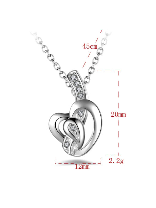 Ya Heng Fashion Cubic Zirconias Heart Pendant Copper Necklace 2