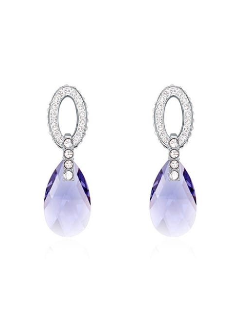 QIANZI Simple Tiny Cubic Water Drop austrian Crystals-covered Alloy Stud Earrings