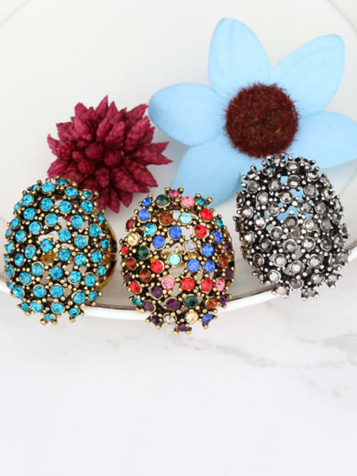 Gujin Exaggerated Hollow Rhinestones Alloy Ring 2