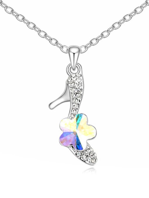 white Personalized High-heeled Shoes Pendant austrian Crystals Necklace