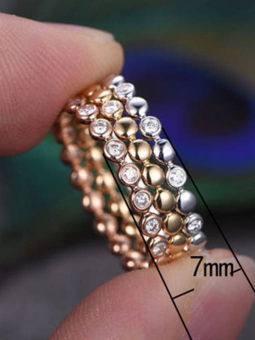 MATCH Copper With Rose Gold Plated Simplistic Round  Cubic Zirconia  Band Rings 1