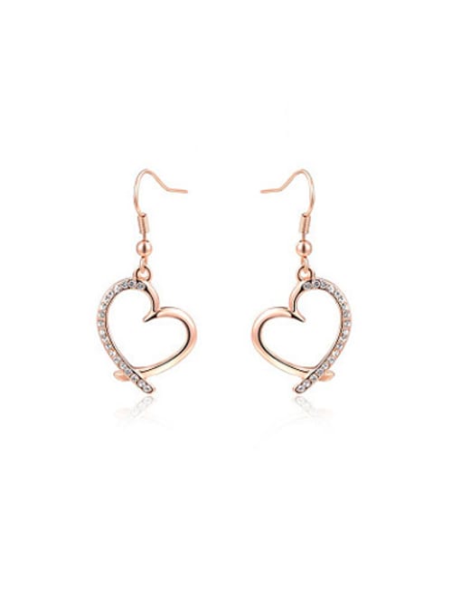 Rose Gold Exquisite Heart Shaped Acrystria Crystal Drop Earrings