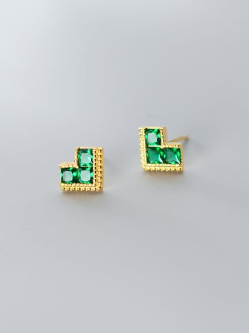 Rosh 925 Sterling Silver With Gold Plated Simplistic Geometric Stud Earrings