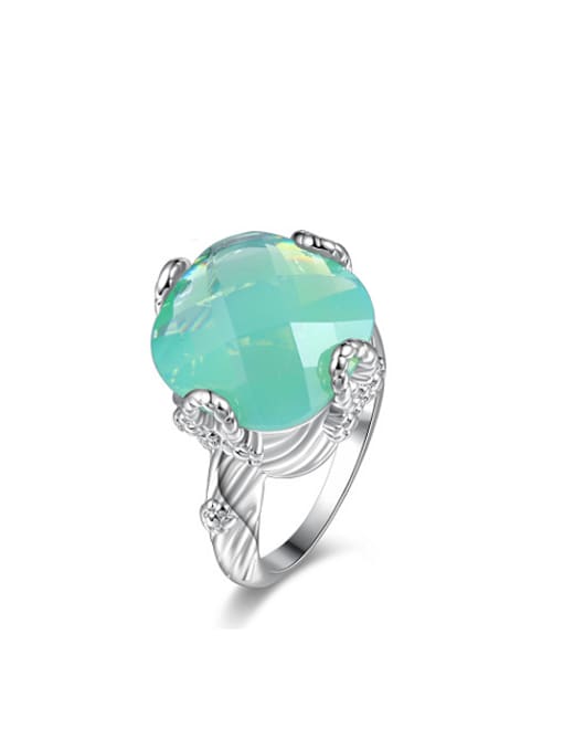 Ronaldo Fashion Green Opal White Gold Plated Alloy Ring 0