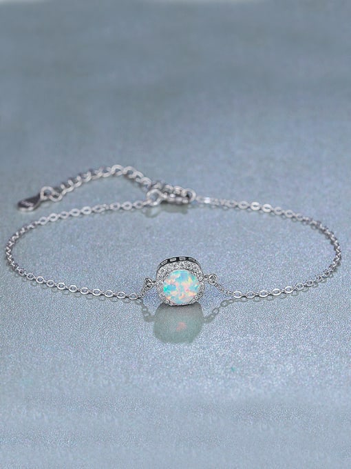 UNIENO Silver Opal Stone Bracelet