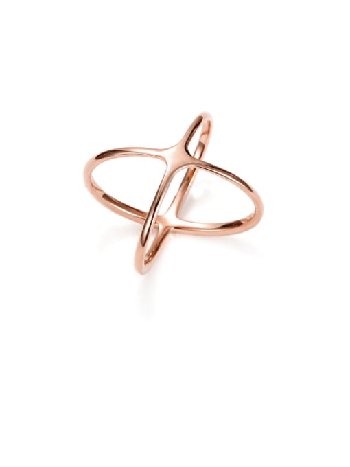 Rose Gold Simple Style Titanium Steel Cross Ring