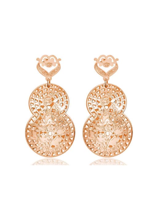 Ya Heng Rose Gold Plated Hollow Round Shaped Drop Earrings 0