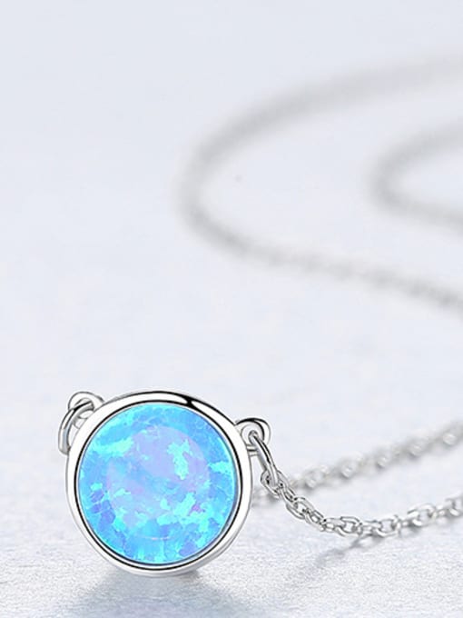 Blue Sterling Silver minimalist opal Mini Necklace