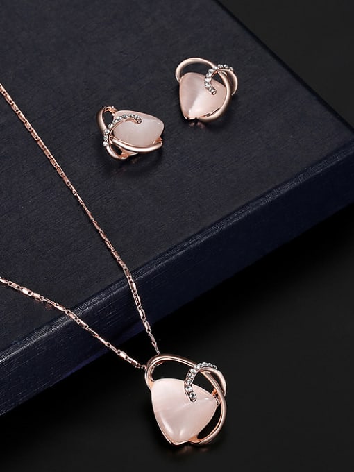 BESTIE 2018 Alloy Rose Gold Plated Fashion Artificial Stones Two Pieces Jewelry Set 1