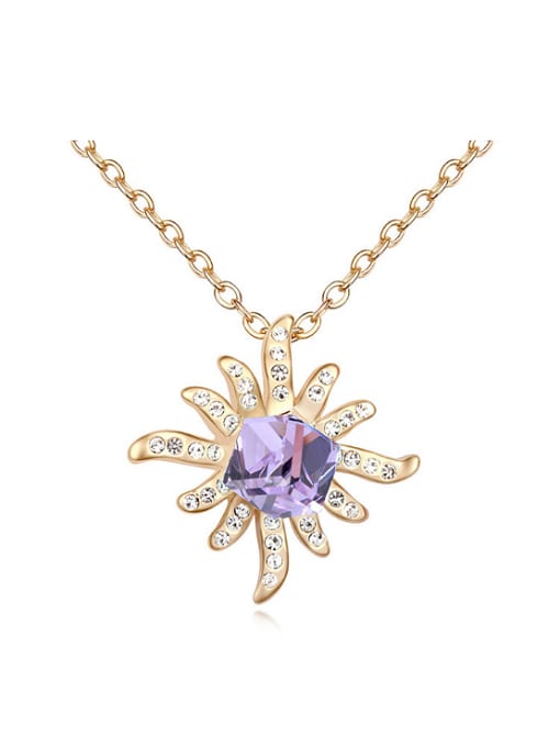 QIANZI Fashion Cubic austrian Crystals Flowery Pendant Alloy Necklace 0