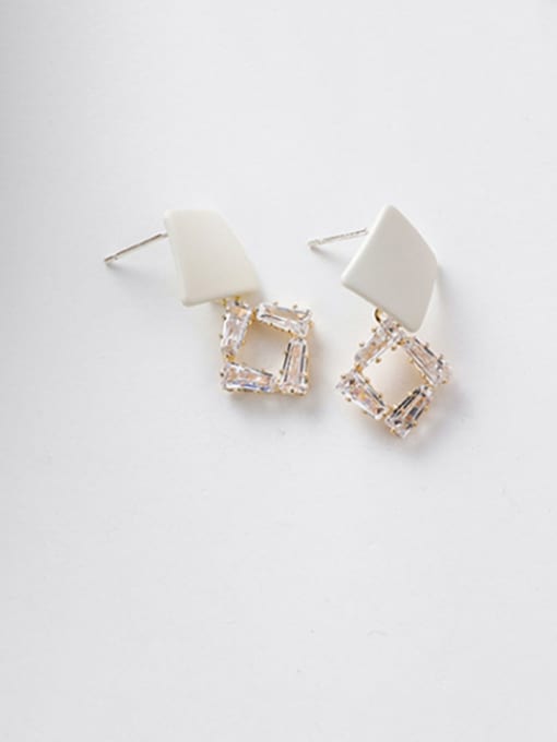 A white Alloy With Gold Plated Punk Geometric Drop Earrings