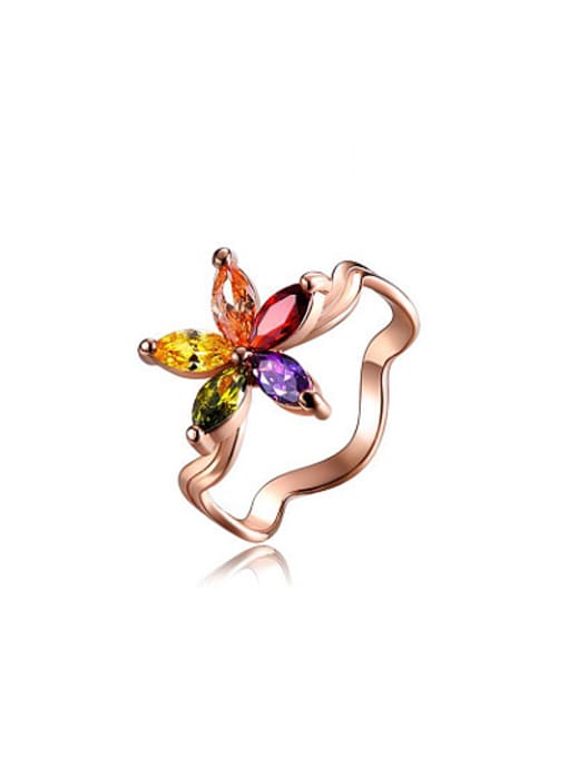 Ronaldo Exquisite Colorful AAA Zircon Flower Shaped Ring 0
