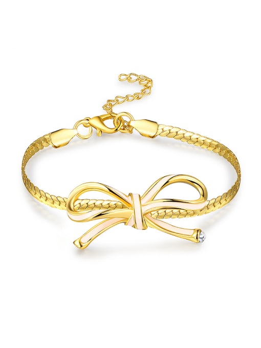 Golden Temperament Bowknot Shaped Enamel Women Bracelet
