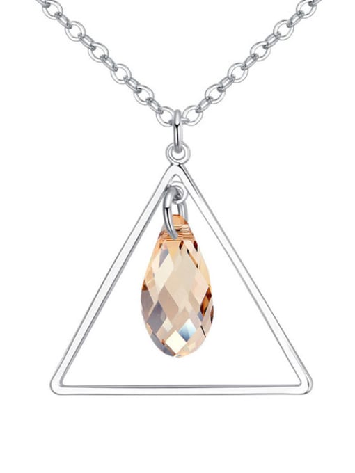 yellow Simple Hollow Triangle Water Drop austrian Crystal Alloy Necklace