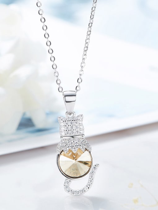 CEIDAI Fashion austrian Crystal Shiny Zirconias Kitten 925 Silver Necklace 2