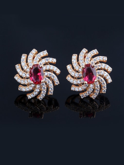 Qing Xing European luxury  AAA Zircon Full Diamond Stud  Sweet Ladies Cluster earring 0