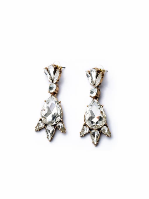 Transparent Irregular Glass Stones Alloy Drop Cluster earring