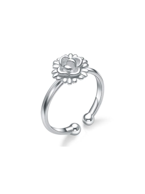 kwan S925 Silver Flower Fress Size Simple Ring 0