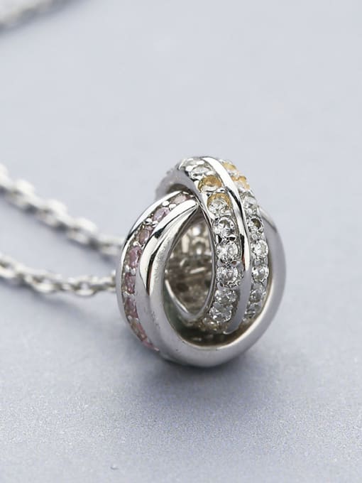One Silver Fashion Round Zircon Necklace 3