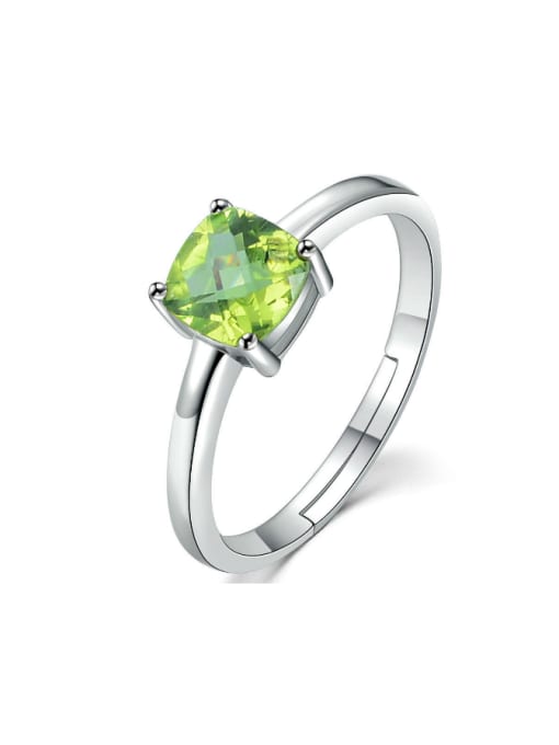 white gold plated Natural Square Olivine Wedding Accessories Ring