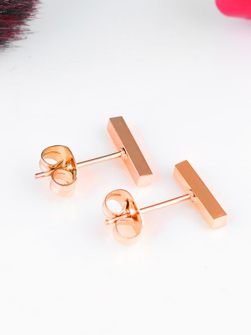 Open Sky Simple Rose Gold Plated Square Bar Stud Earrings 2