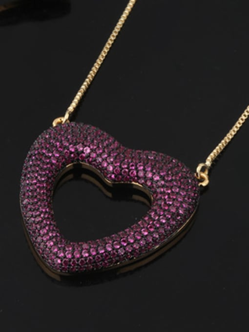 Pendant (Purplish Red） Copper With Cubic Zirconia Classic Heart Jewelry Sets