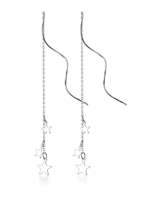 Rosh 925 Sterling Silver With Platinum Plated Simplistic Star Threader Earrings 2