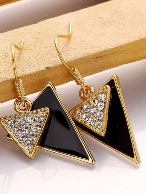 OUXI Fashion Double Triangle Zircon Earrings 1