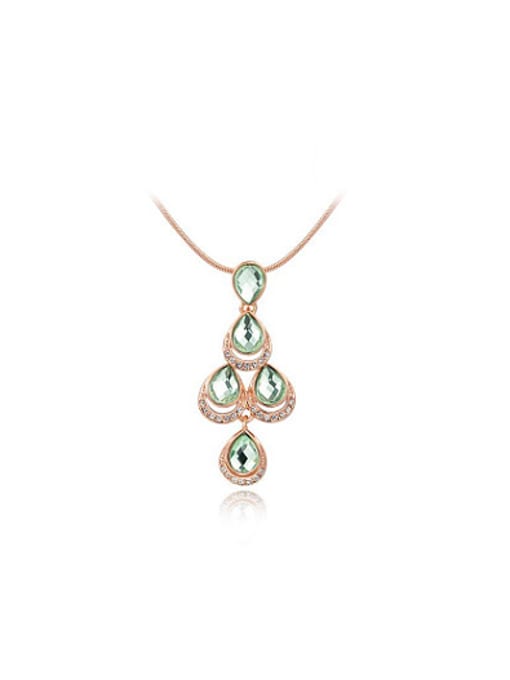 Rose Gold Exquisite Green Austria Crystal Peacock Shaped Necklace