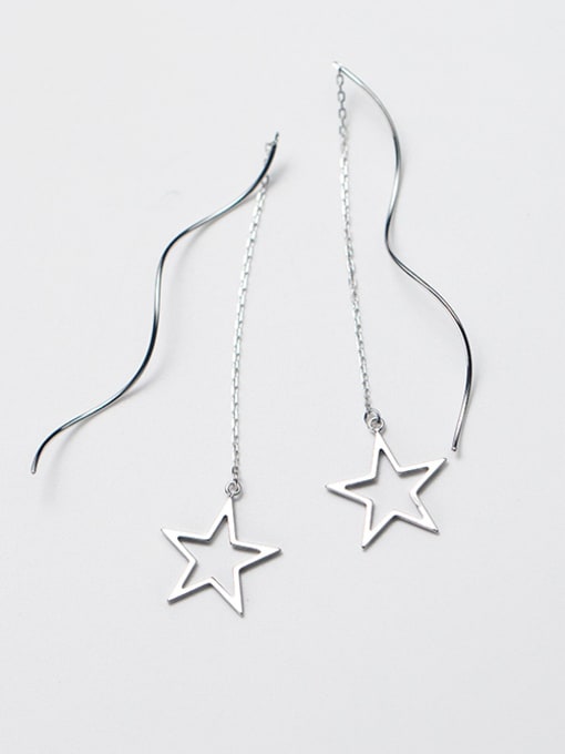 Rosh Women Elegant Star Shaped S925 Silver Line Earrings 0