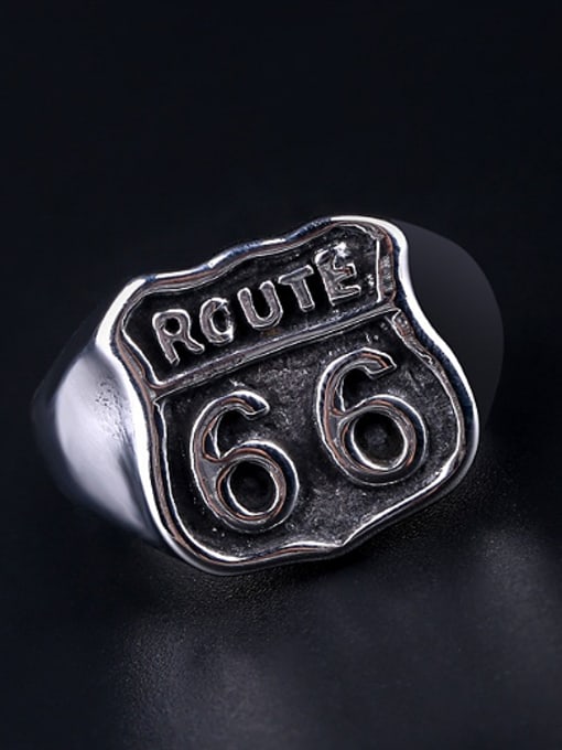 RANSSI Titanium U.S. Route 66 Signet Ring 1