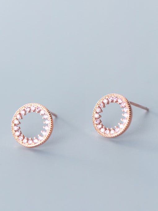 Rosh 925 Sterling Silver With Rose Gold Plated Fashion Round Stud Earrings 1