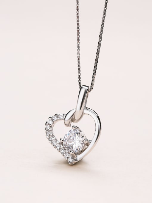 One Silver Heart Shaped Necklace